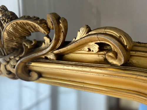 LARGE ANTIQUE FRENCH GILT LEANER MIRROR - ADDITIONAL PHOTO 6