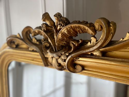 LARGE ANTIQUE FRENCH GILT LEANER MIRROR - ADDITIONAL PHOTO 8