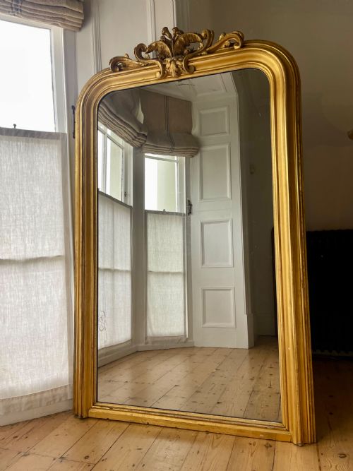 LARGE ANTIQUE FRENCH GILT LEANER MIRROR - ADDITIONAL PHOTO 10