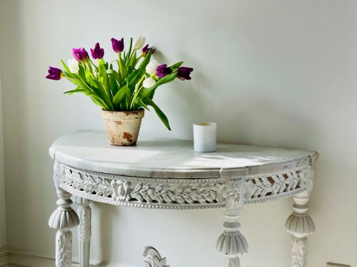 LARGE ANTIQUE FRENCH MARBLE LOUIS XVI CONSOLE - ADDITIONAL PHOTO 12