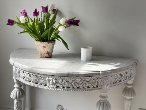 LARGE ANTIQUE FRENCH MARBLE LOUIS XVI CONSOLE - ADDITIONAL PHOTO 14