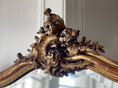 LARGE ANTIQUE FRENCH GILT MIRROR C1820 - ADDITIONAL PHOTO 1