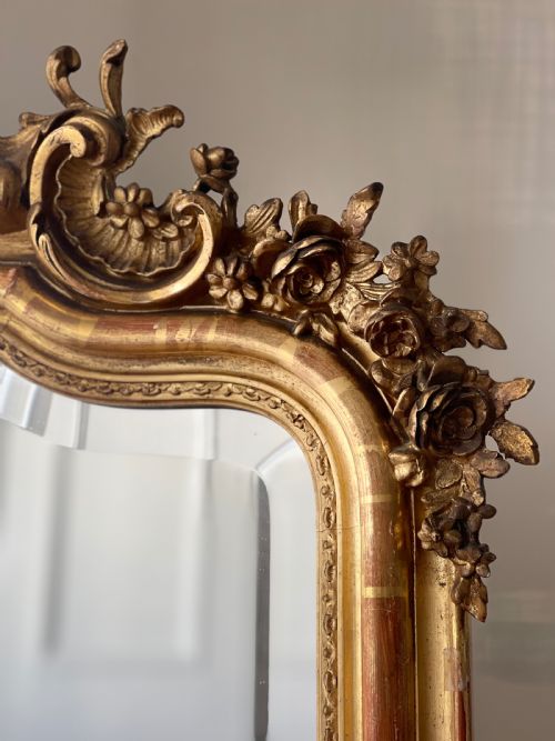 LARGE ANTIQUE FRENCH GILT MIRROR C1820 - ADDITIONAL PHOTO 2