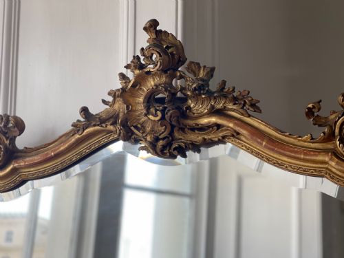 LARGE ANTIQUE FRENCH GILT MIRROR C1820 - ADDITIONAL PHOTO 5
