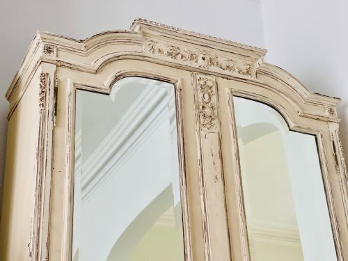 ANTIQUE FRENCH MIRRORED ARMOIRE LINEN PRESS PARIS - ADDITIONAL PHOTO 4
