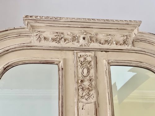 ANTIQUE FRENCH MIRRORED ARMOIRE LINEN PRESS PARIS - ADDITIONAL PHOTO 9