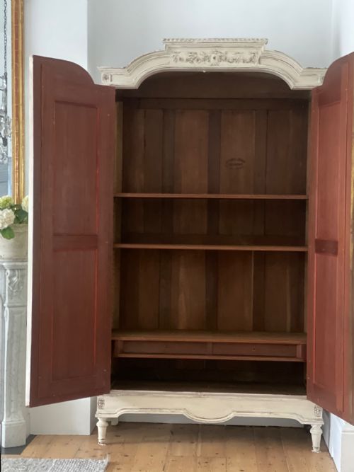 ANTIQUE FRENCH MIRRORED ARMOIRE LINEN PRESS PARIS - ADDITIONAL PHOTO 10