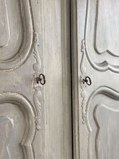 ANTIQUE FRENCH PROVENCAL ARMOIRE WARDROBE WITH HANGING RAIL - ADDITIONAL PHOTO 7