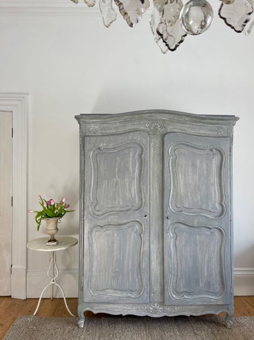 ANTIQUE FRENCH PROVENCAL ARMOIRE WARDROBE WITH HANGING RAIL - ADDITIONAL PHOTO 9