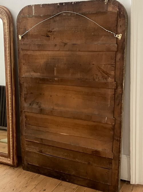 LARGE ANTIQUE FRENCH GILT AND BARE GESSO LOUIS PHILIPPE MIRROR MERCURY GLASS - ADDITIONAL PHOTO 1