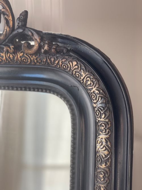 LARGE ANTIQUE FRENCH AND GILT EBONISED MIRROR - ADDITIONAL PHOTO 3