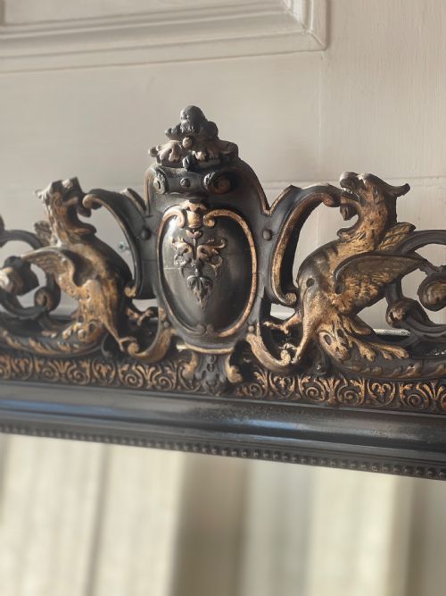 LARGE ANTIQUE FRENCH AND GILT EBONISED MIRROR - ADDITIONAL PHOTO 4