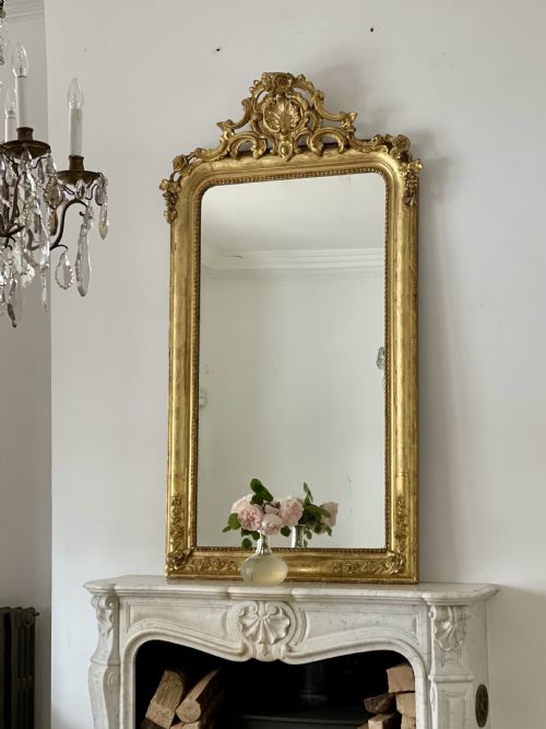 large antique french gilt mirror - CATEGORY: ANTIQUE MIRRORS - DATED 19TH CENTURY