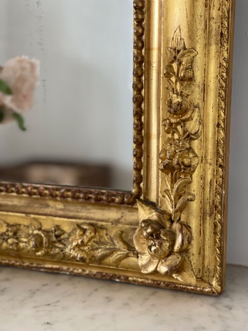 LARGE ANTIQUE FRENCH GILT MIRROR - ADDITIONAL PHOTO 1