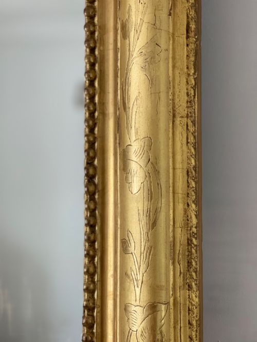 LARGE ANTIQUE FRENCH GILT MIRROR - ADDITIONAL PHOTO 6