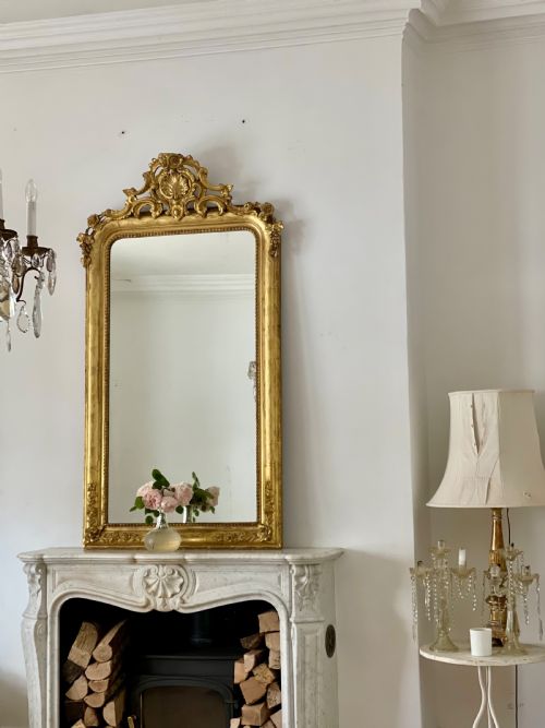 LARGE ANTIQUE FRENCH GILT MIRROR - ADDITIONAL PHOTO 8