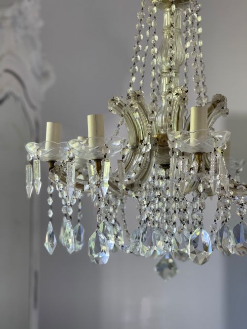 ANTIQUE FRENCH 8 ARM CRYSTAL CHANDELIER - ADDITIONAL PHOTO 2