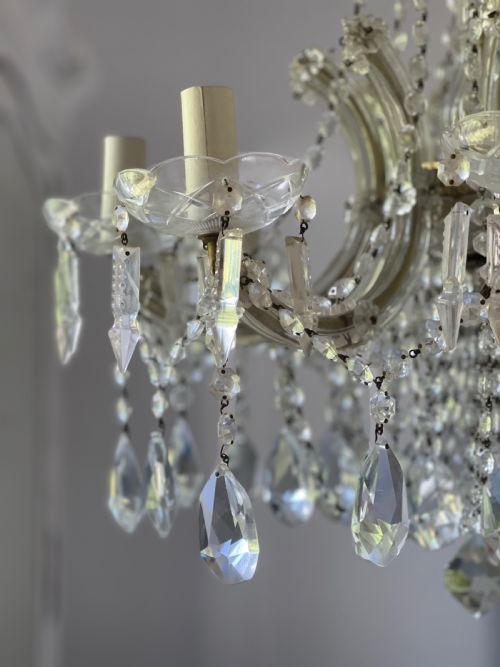 ANTIQUE FRENCH 8 ARM CRYSTAL CHANDELIER - ADDITIONAL PHOTO 3