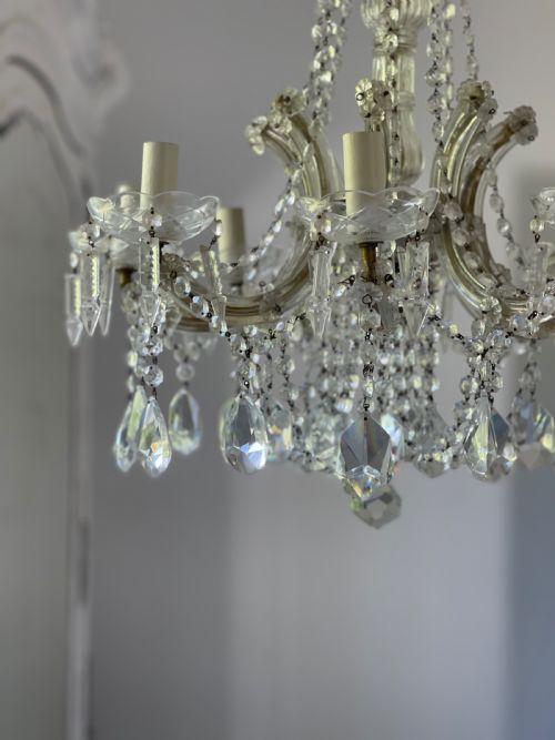 ANTIQUE FRENCH 8 ARM CRYSTAL CHANDELIER - ADDITIONAL PHOTO 5