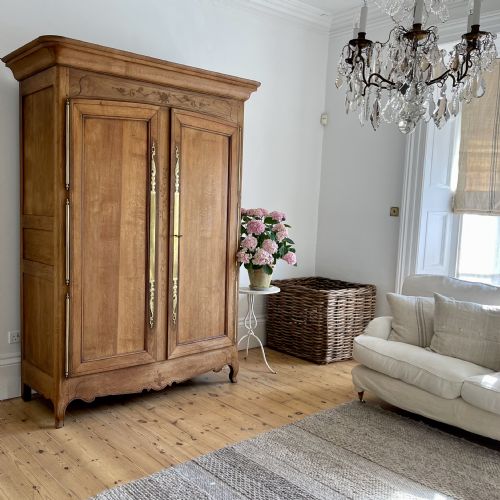 antique french oak wedding armoire wardrobe hanging rail - CATEGORY: ANTIQUE WARDROBES - DATED 19TH CENTURY