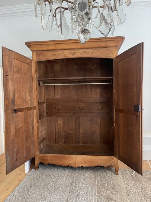 ANTIQUE FRENCH OAK WEDDING ARMOIRE WARDROBE HANGING RAIL - ADDITIONAL PHOTO 7