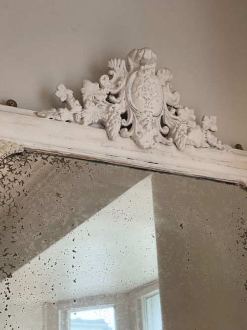 LARGE ANTIQUE FRENCH PAINTED MIRROR - ADDITIONAL PHOTO 1