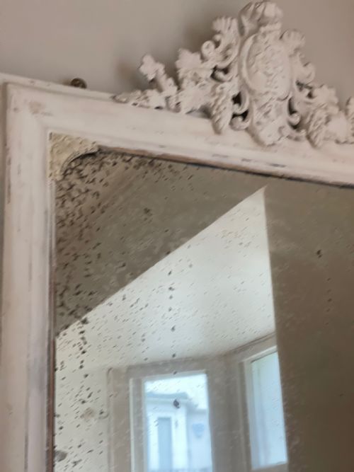 LARGE ANTIQUE FRENCH PAINTED MIRROR - ADDITIONAL PHOTO 2