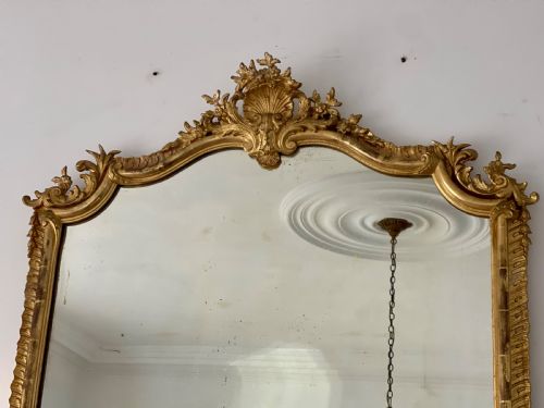 LARGE ANTIQUE FRENCH GILT MIRROR C1850 - ADDITIONAL PHOTO 3
