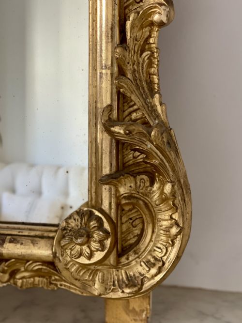 LARGE ANTIQUE FRENCH GILT MIRROR C1850 - ADDITIONAL PHOTO 6