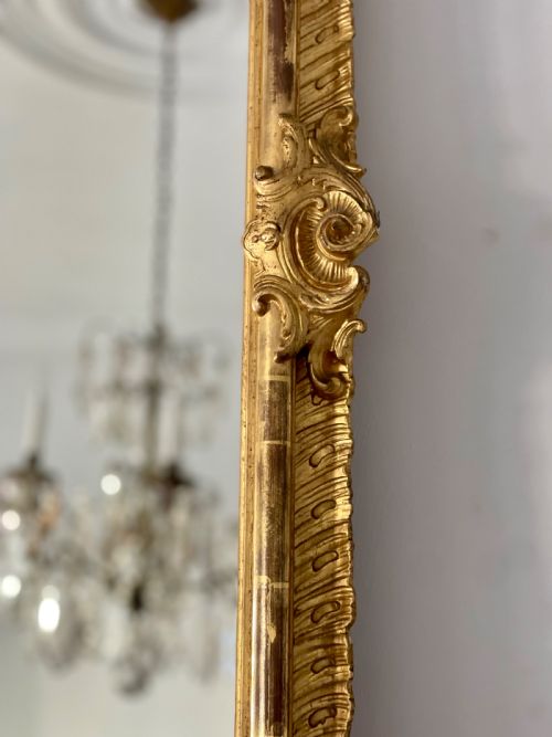 LARGE ANTIQUE FRENCH GILT MIRROR C1850 - ADDITIONAL PHOTO 7