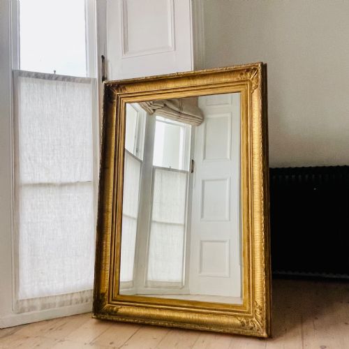 LARGE ANTIQUE FRENCH GILT MIRROR - ADDITIONAL PHOTO 1