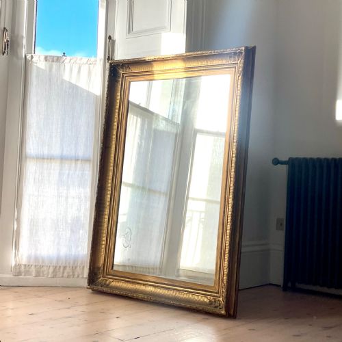 LARGE ANTIQUE FRENCH GILT MIRROR - ADDITIONAL PHOTO 2