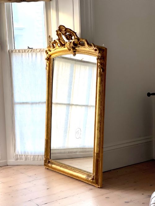 LARGE ANTIQUE FRENCH GILT MIRROR - ADDITIONAL PHOTO 2