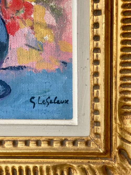ANTIQUE FRENCH OIL PAINTING GERMAINE LEGELEUX - ADDITIONAL PHOTO 1