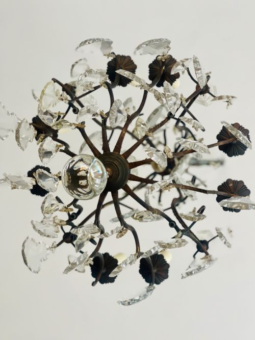 LARGE ANTIQUE FRENCH CRYSTAL CAGE CHANDELIER - ADDITIONAL PHOTO 1