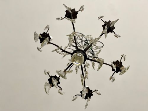 ANTIQUE FRENCH CRYSTAL 6 ARM CHANDELIER - ADDITIONAL PHOTO 1