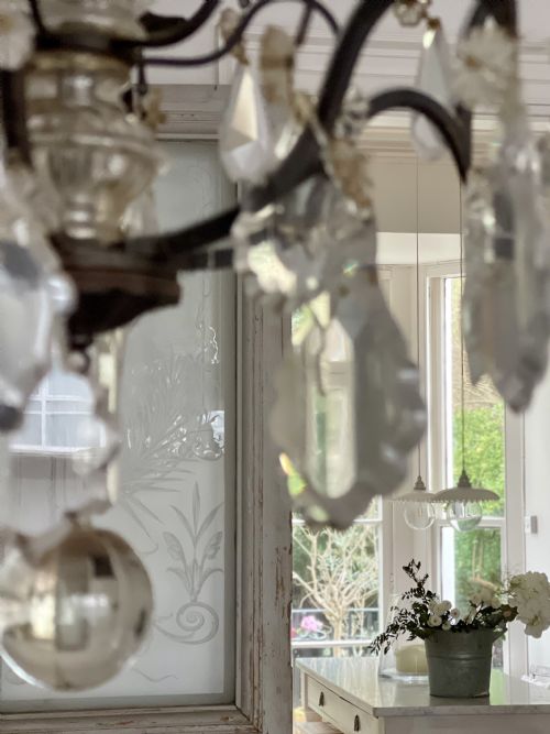 ANTIQUE FRENCH CRYSTAL 6 ARM CHANDELIER - ADDITIONAL PHOTO 3