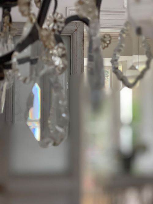 ANTIQUE FRENCH CRYSTAL 6 ARM CHANDELIER - ADDITIONAL PHOTO 5