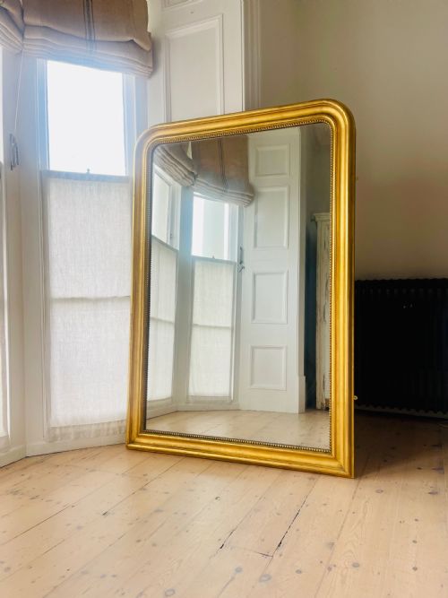 LARGE ANTIQUE FRENCH GILT LOUIS PHILIPPE MIRROR - ADDITIONAL PHOTO 1