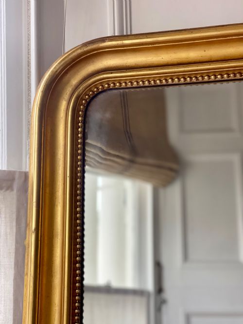 LARGE ANTIQUE FRENCH GILT LOUIS PHILIPPE MIRROR - ADDITIONAL PHOTO 4