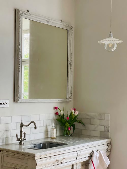 ANTIQUE FRENCH PAINTED MIRROR C1880 - ADDITIONAL PHOTO 5