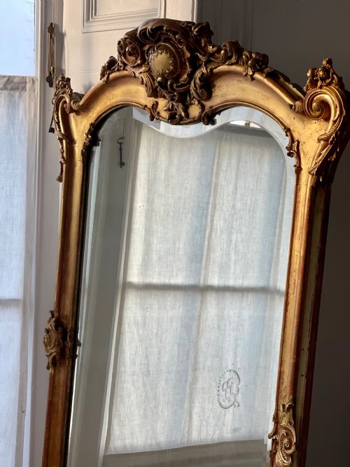 LARGE ANTIQUE FRENCH GILT LOUIS XV MIRROR BEVELLED GLASS - ADDITIONAL PHOTO 10