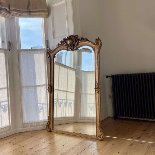 LARGE ANTIQUE FRENCH GILT LOUIS XV MIRROR BEVELLED GLASS - ADDITIONAL PHOTO 11