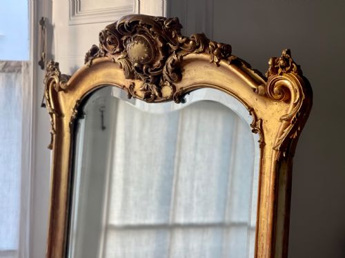 LARGE ANTIQUE FRENCH GILT LOUIS XV MIRROR BEVELLED GLASS - ADDITIONAL PHOTO 12