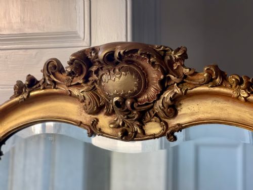 LARGE ANTIQUE FRENCH GILT LOUIS XV MIRROR BEVELLED GLASS - ADDITIONAL PHOTO 14