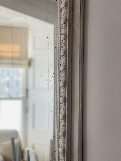 LARGE ANTIQUE FRENCH PAINTED MIRROR - ADDITIONAL PHOTO 2