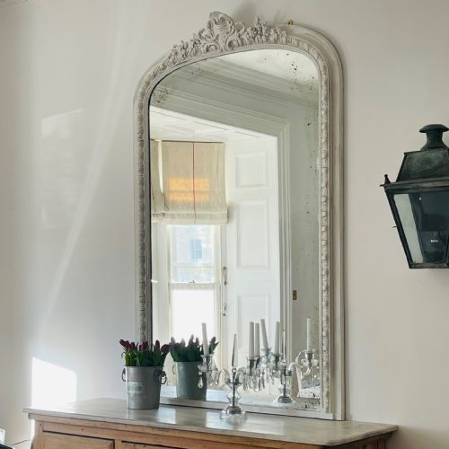 LARGE ANTIQUE FRENCH PAINTED MIRROR - ADDITIONAL PHOTO 3