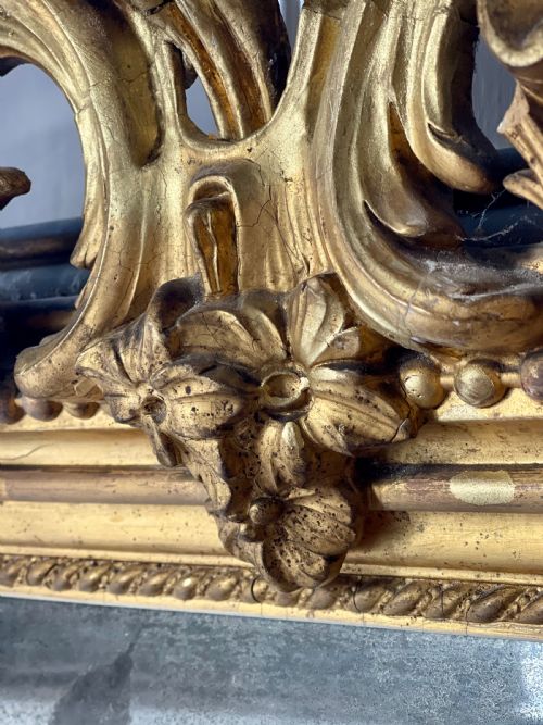 LARGE ANTIQUE FRENCH GILT LEANER MIRROR - ADDITIONAL PHOTO 6