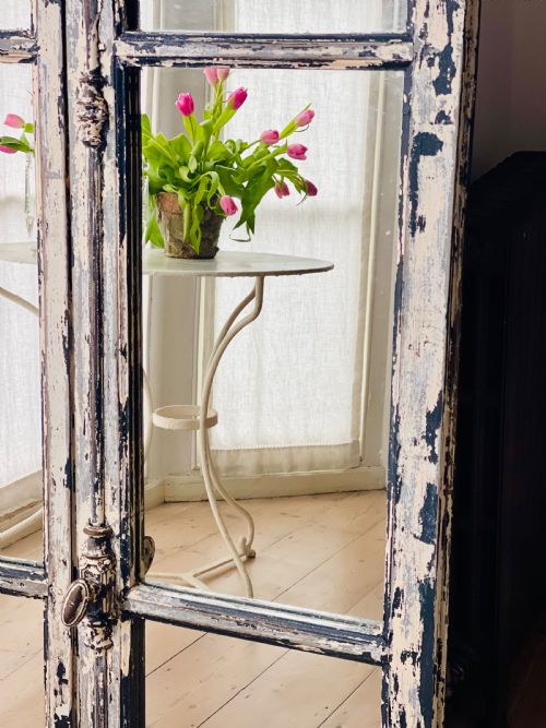 PAIR OF ANTIQUE FRENCH MIRRORED WINDOWS - ADDITIONAL PHOTO 2