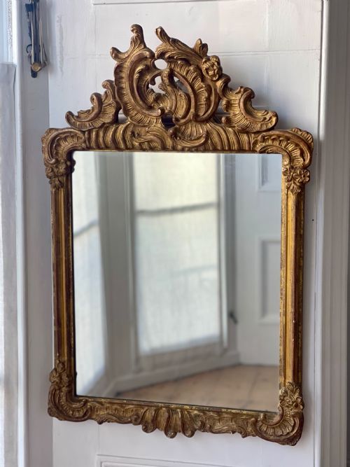 antique french gilt wood mirror - CATEGORY: ANTIQUE MIRRORS - DATED 19TH CENTURY